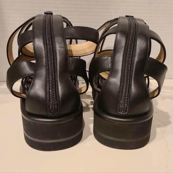 Stuart Weitzman Gala Lift Tall Leather Gladiator Sandals in Black Sz 5½ - Picture 11 of 14